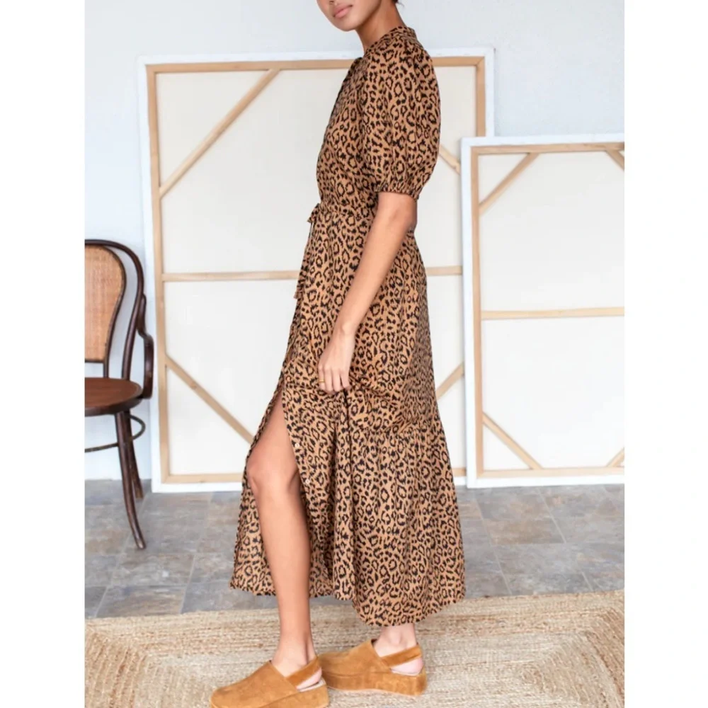 Emerson Fry Leopard-Print Midi Dress in Tan and Black - Picture 7 of 13